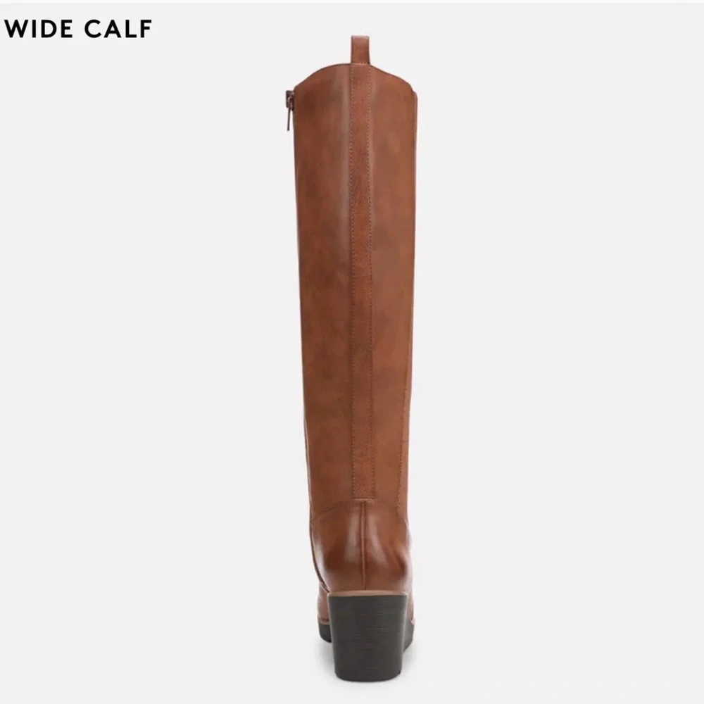 SOUL Naturalizer Tall Wedge Boots in Toffee Brown Wide Calf